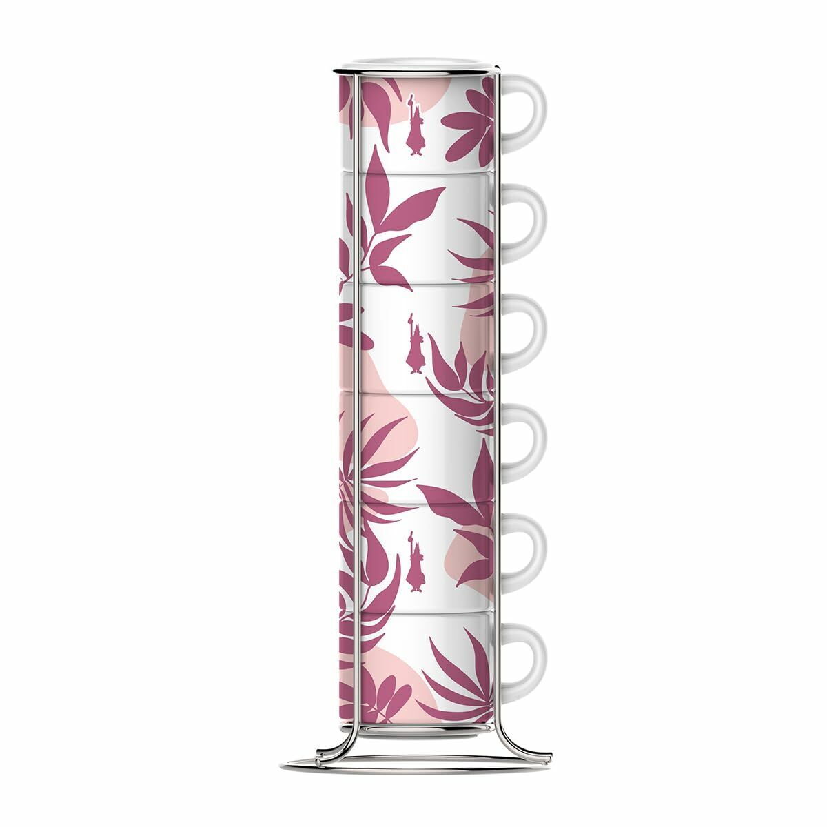Set di 6 Tazze da Caffè Bialetti 29596 Bianco Rosa Porcellana 90 ml [6 Unità]