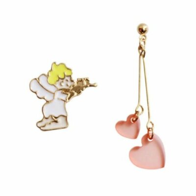 Engel Amor Pfeil & Bogen rosa Liebe Herz ~ asymmetrische Ohrringe ~ Valentinstag