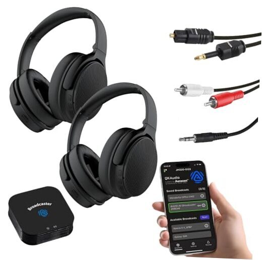 JM320 Auracast TV Headphones with Transmitter for Dual Listening