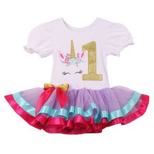 LILAC Size S Baby Girl Birthday Outfits Newborn Unicorn Tutu Dress