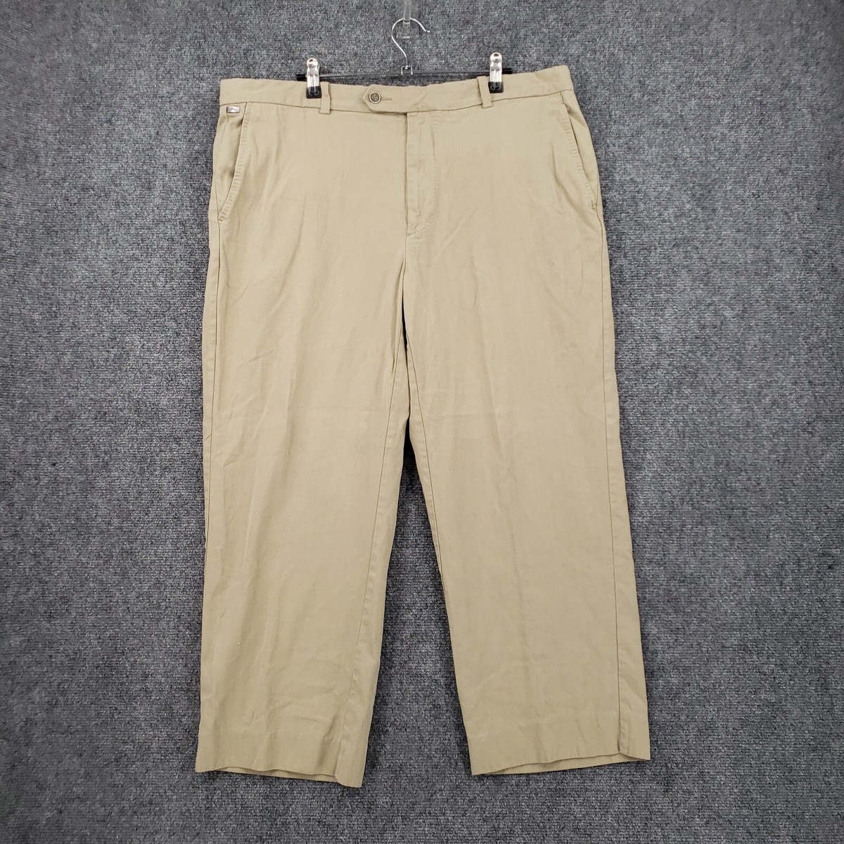 Tommy Bahama Dress Pants Mens 38x26 Khaki Silk Flat Front Straight Leg  Trousers