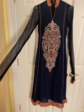 Ethnic Pakistani Indian Women desi clothes 3 piece chiffon dress