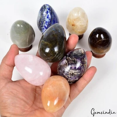 1.101 Kilo Naturel non Traité Multi Gemmes Ovale Œuf Guérison Cristal avec Socle - Photo 1/4