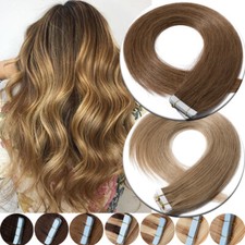 THICK US CLEARANCE Tape In On Russian Remy Human Hair Extensions Skin Weft Ombre