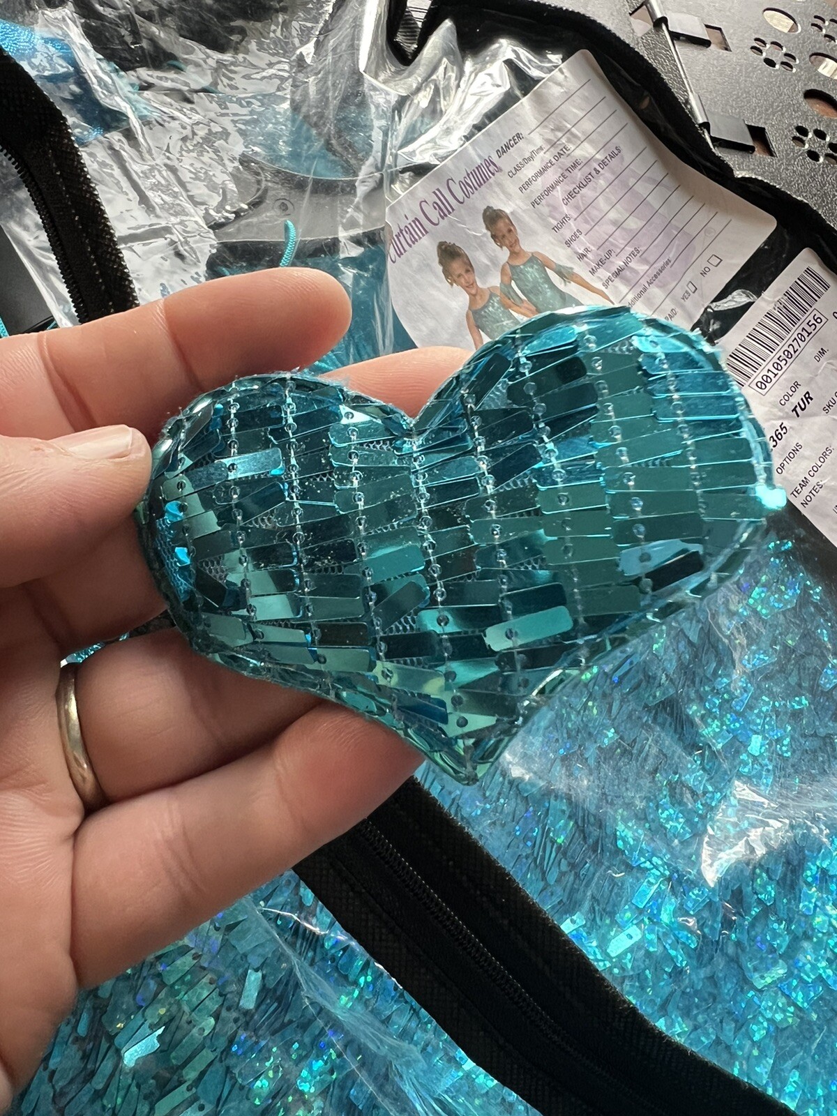 Curtain Call Dance Costume Child Ballet 2-in-1 Size CSM Turquoise E2365 Blue