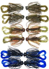 Football Head Jig  12 TOTAL  Asst colors  1/2 oz with trailers