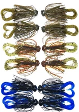 Football Head Jig  12 TOTAL  Asst colors  1/2 oz with trailers