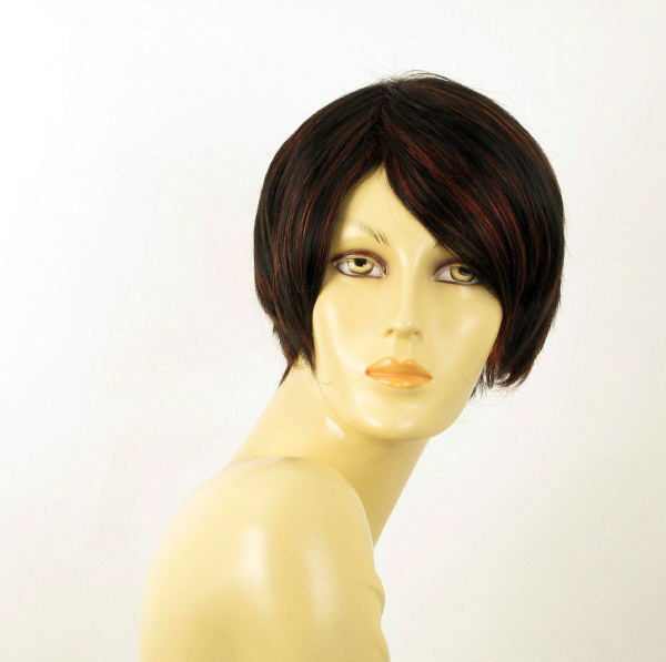 Perruque cheveux naturel courte méchée noir/rouge WITNEY d'une douceur rare