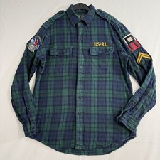 Polo Ralph Lauren Freedom Patch Plaid Sportsman Western Aztec Patchwork Shirt S
