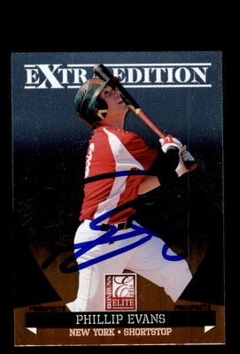 Signed Baseball Card Auto Phillip Evans 2011 Donruss Elite #84 New York Mets