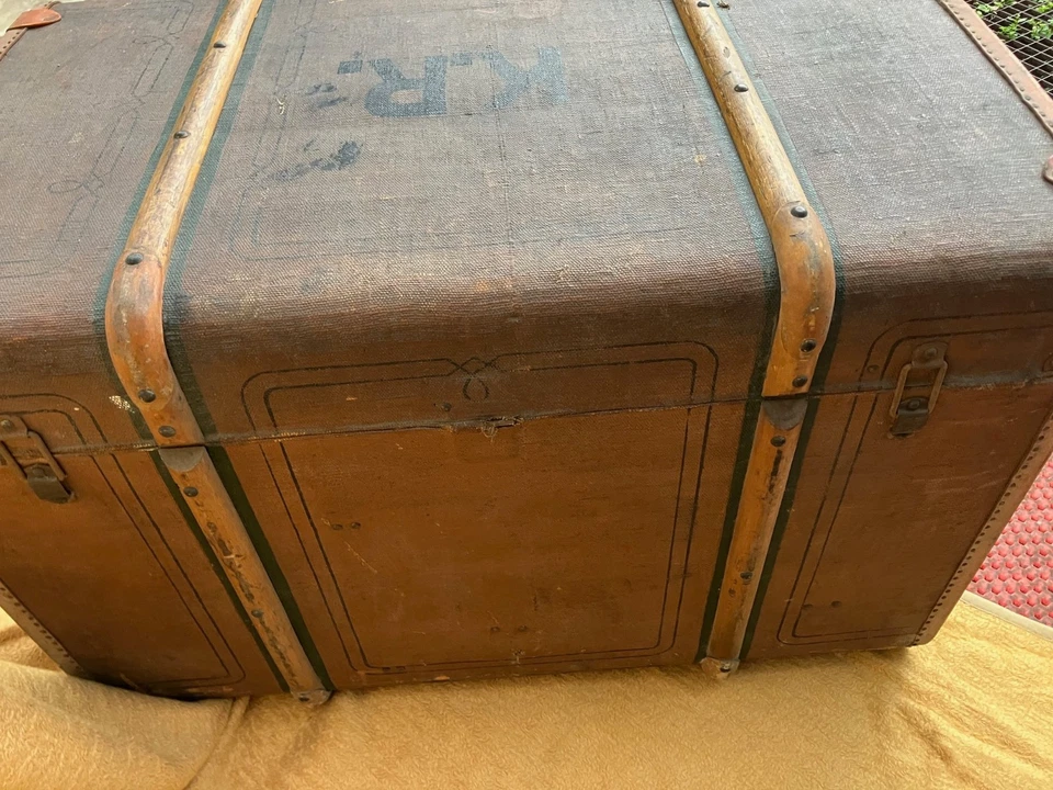 Antike (Reise-)Truhe, Vintage, v. Albert Rosenhain, Berlin S.W., wohl um 1905 - Bild 3 von 4