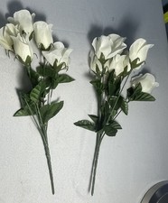 Artificial White Rose Stem Bush