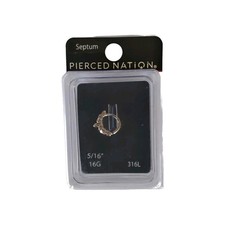 CZ Cute Pierced Nation Septum Ring Silver Tone Pretty Cubic Zirconia 316L 16G