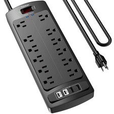 6 Ft Extension Cord Power Strip, Teiobar Surge Protector with 12 AC Outlets a...
