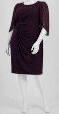 Connected Womens' Purple Chiffon-Sleeve Sheath Dress Plus Size 20W