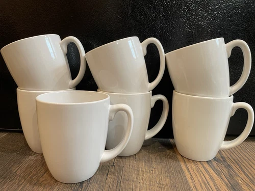 4+3 7 Corelle COFFEE CUPS MUGS Solid White STONEWARE4" Set Lot