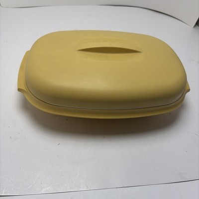 Vintage Tupperware Yellow Oblong Oval Casserole Dish Bowl With Lid & Strainer