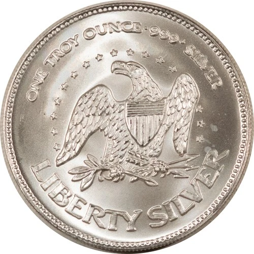 1 TROY OZ .999 FINE SILVER A-MARK LIBERTY SILVER ROUND, BRAND NEW, UNCIRCULATED