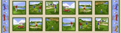 Swing Time Golfer Cart Fairway Sand Bunker Fabric 9446 By The Panel