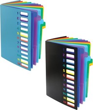 24 Clear Pocket Expanding File Folder with 12 Colored Tabs, Letter Size, Hold...