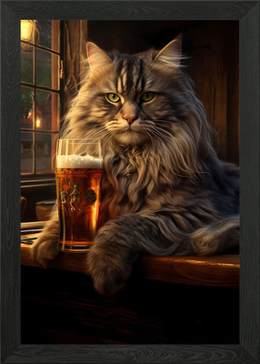 Fat Cat Bier Bar Kneipe Getränk Gerahmtes Wandbild Poster Leinwanddruck Bild