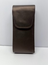 Double Eyeglass Case with Snap Closure and Zippered pocket Satin Brown