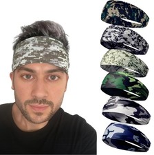 Sweat Headbands for Men,6 Pack Workout Sports Hairband for Gym, camouflage