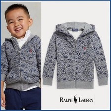 Ralph Lauren Boys Polo Bear Fleece Full-Zip Hoodie 7 boys grey sweatshirt zip up
