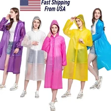 Unisex Adult Waterproof Raincoat Rain Coat Hooded Jacket Poncho Rainwear Camping