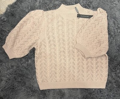 Elie Tahari Beautiful Abbey Stone Dusty Pink Size Large Sweater NWT