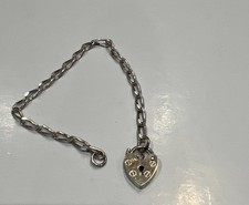 Vintage Brand New Sterling Silver Padlock Childs Bracelet 13cm 2.7 Grams
