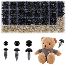 1000PCS Safety Eyes for Amigurumi, 3 Sizes 6mm, 8mm, 10mm Black Plastic Safety