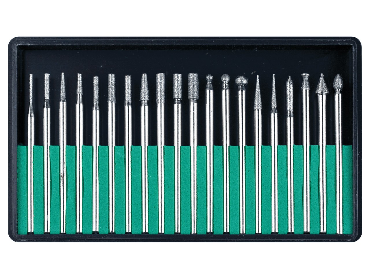 Essentials Set Of 20 Diamond Coated Burrs On 2.35mm Shank