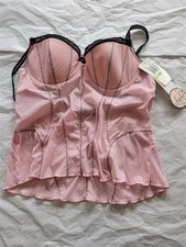 Jezebel Desire Pink White Pinstripe 36B Corset Bustier 109812