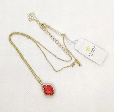 New Kendra Scott Ellington Gold Pendant Necklace In Bronze Veined Red Magnesite