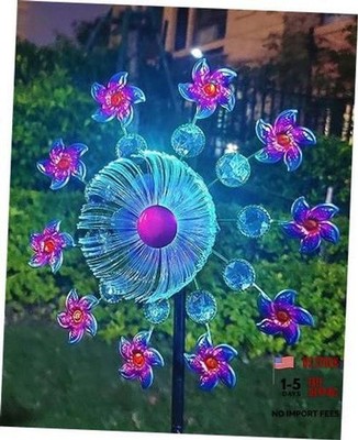 Solar Flower Wind Spinners for Yard and Garden, 40 Inch Solar Sapphire(blue)