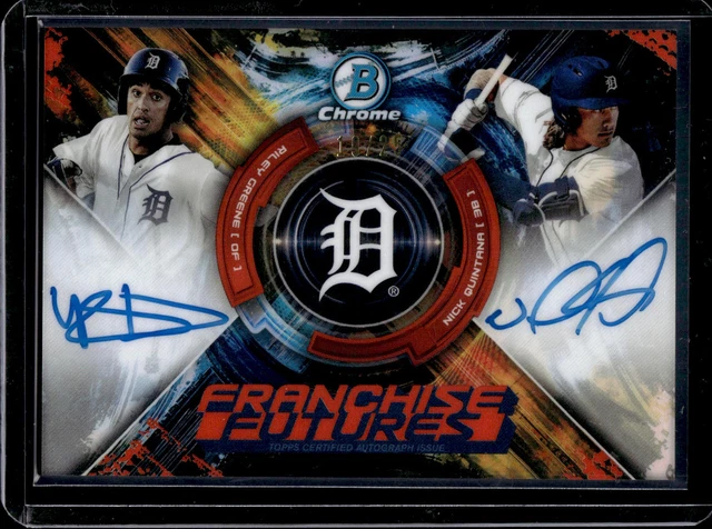 2019 Bowman Draft Nick Quintana Riley Greene Orange Refractor Auto /25 Tigers
