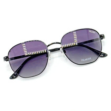 Quay Sunglasses BIG TIME 126 Black Hexagon Frame Smoke Polarized Lens Authentic