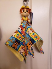RUBBLE - BABY SECURITY QUILT BLANKET - HOME SEWN - OOAK - LOVEY - PAW PATROL