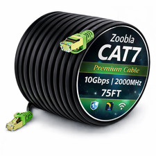 Cat7 SFTP Ethernet Patch Cord 75Ft 100 Pure Copper LAN Cable, Double Shielded