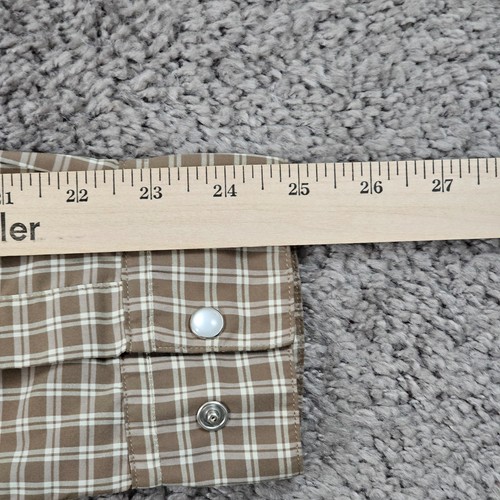 Howler Bros Shirt Mens Small S Brown Plaid Pearl Snap Western Long Sleeve Vented - Picture 12 of 14