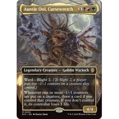 AUNTIE OOL, CURSEWRETCH (BORDERLESS) X4 Lorwyn Eclipsed Commander Magic MTG CARD