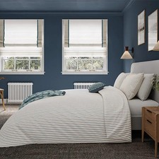 Image of Helena Springfield Harvest Moon Ticking Stripe Duvet Cover Set Blue & Teal