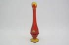 VTG MCM Fenton Valencia Red Orange Swung Glass 12.5" Amberina Vase