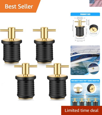 #ad 4 Pcs Brass T Handle Drain Plug Marine Boat Drain Plugs for 1in Drains Locks... $48.42