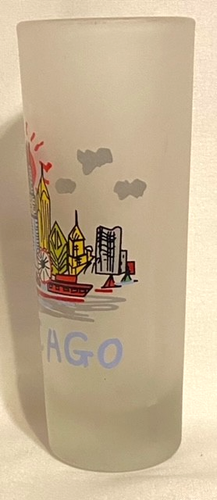 Chicago Illinois Skyline Frosted Colorful Souvenir Shot Glass / Shooter - Picture 3 of 3