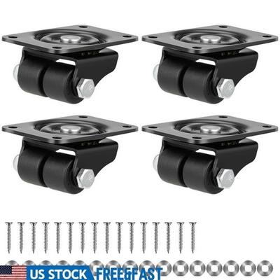 #ad Heavy Duty Low Profile Swivel Casters 4 Pack Double Wheel 1100lbs Capacity New $32.22