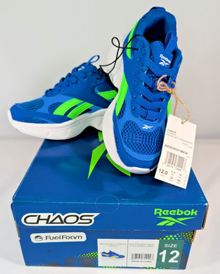 NEW in Box Boys Reebok Sneaker Size 12 Chaos Fuel Foam Blue Green Boy's Sneakers