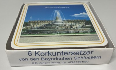 Vintage Bavarian Castle Cork Coasters Set of 6 - West Germany - Unused/MINT