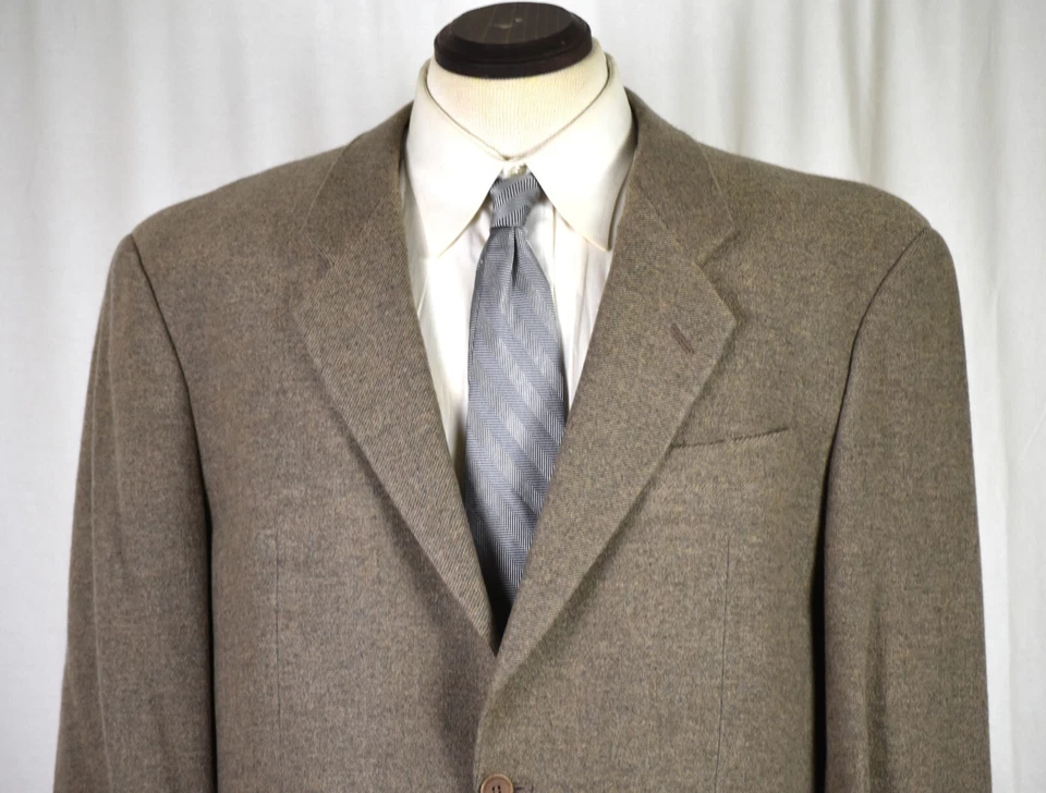 Xlent Armani Collezioni 100% Cashmere Taupe Twill Sport Coat Jacket Trim 44 R - Image 2 of 4